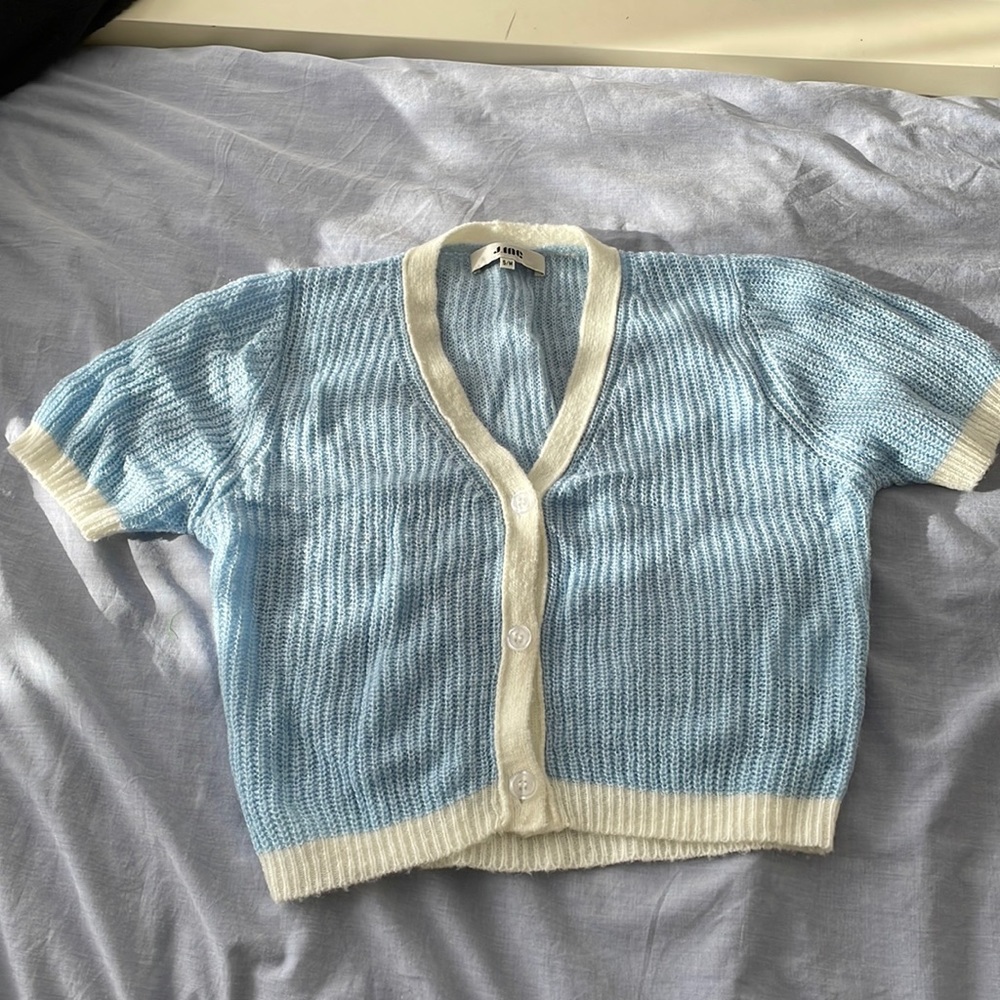 Cropped short sleeve cardigan